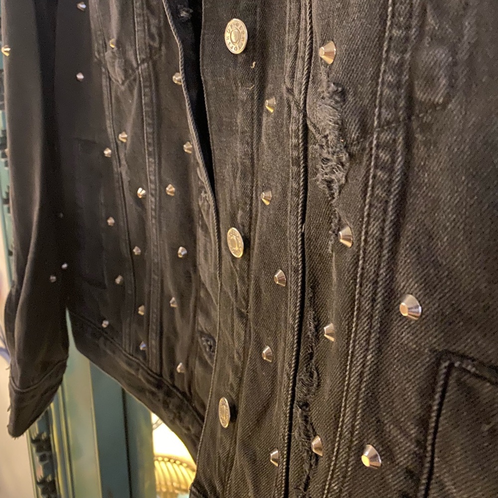 Topshop Moto Distressed Studded Jacket